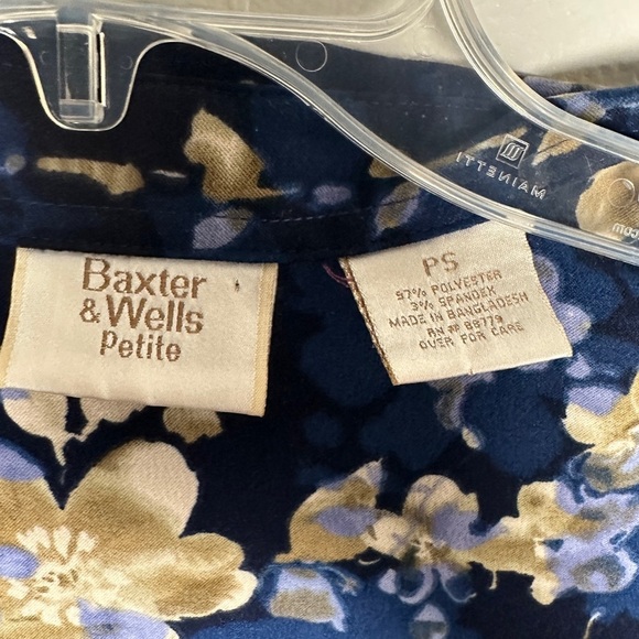 Baxter & Wells Jacket Blue Floral Boho Print Front Button Collared Lightweight - Picture 3 of 17